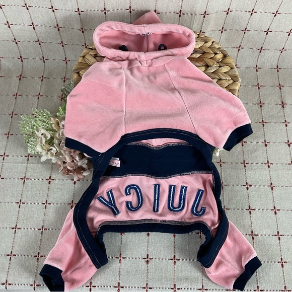 Doggy Couture Pink Velour Tracksuit Vtg Rare Juicy Couture Dog Outfit Authentic - Picture 5 of 12